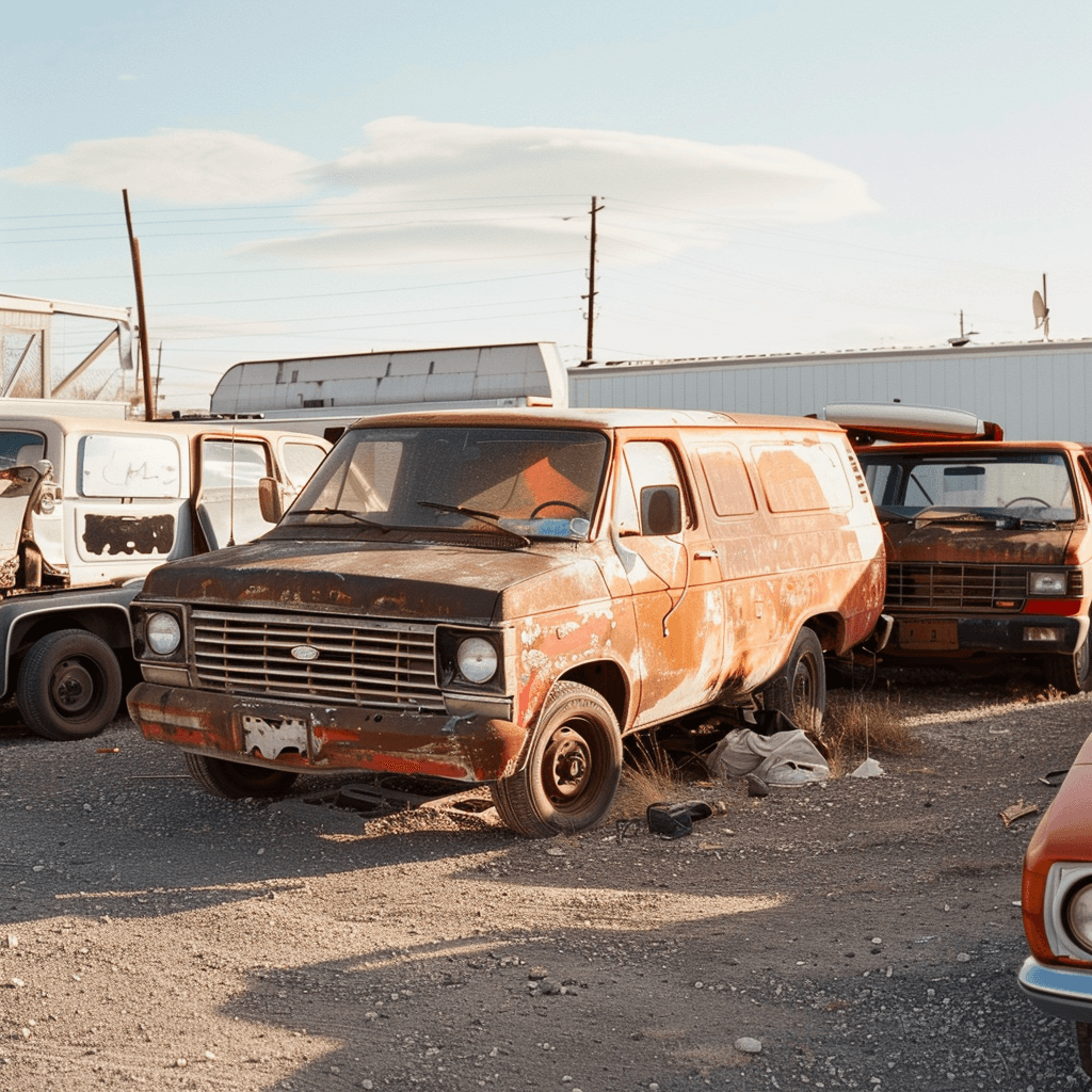 Used van ready to be junked and picked up for cash
